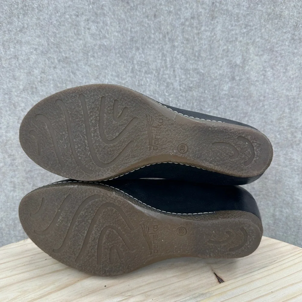 Dansko Liliana Wedge Pumps 7.5-8 Leather V-Cut Slip On Professional Comfort